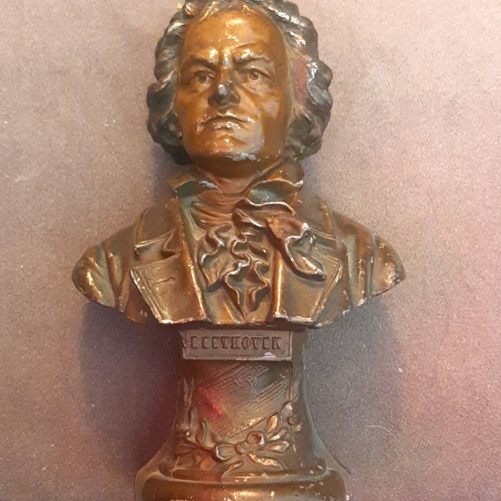 Antique cast metal Beethoven Bust